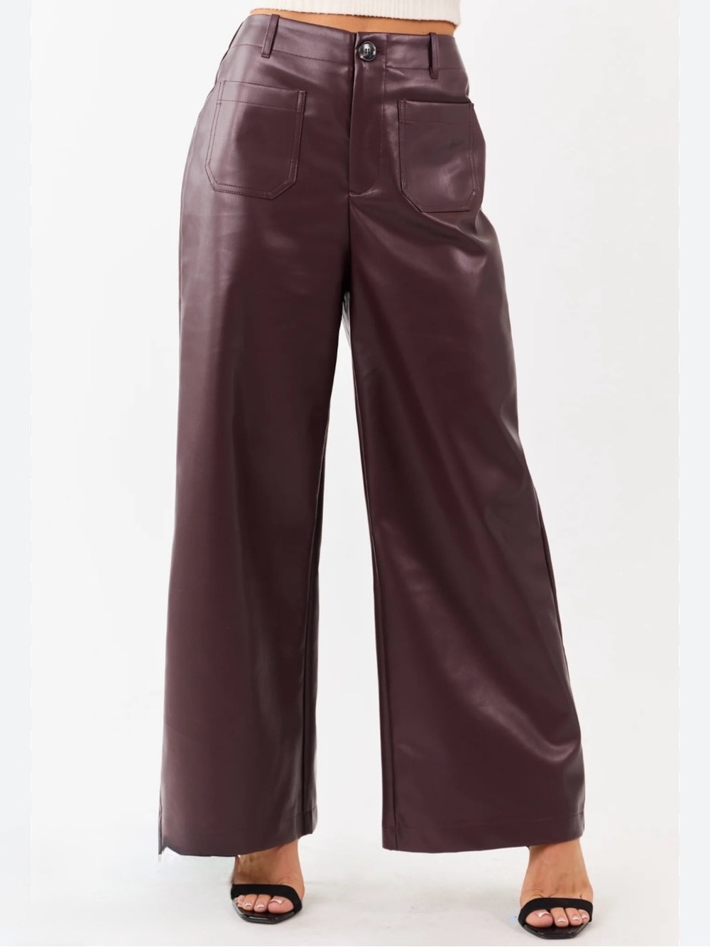 NWT The Colette Cropped Wide-Leg Faux Leather Pants by Maeve